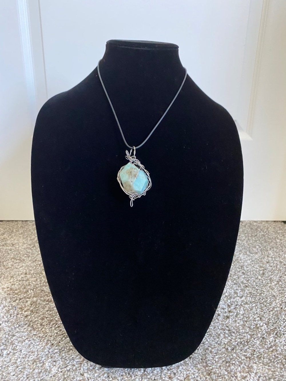Genuine Amazon Jade (Amazonite) Pendant Necklace- Artisanal/ handmade